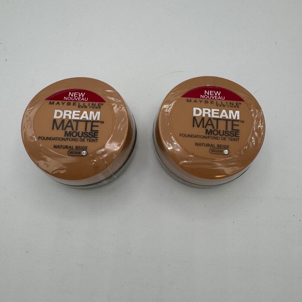 Maybelline Dream Matte Mousse Foundation Natural Beige Medium 2.5 Set of 2 New